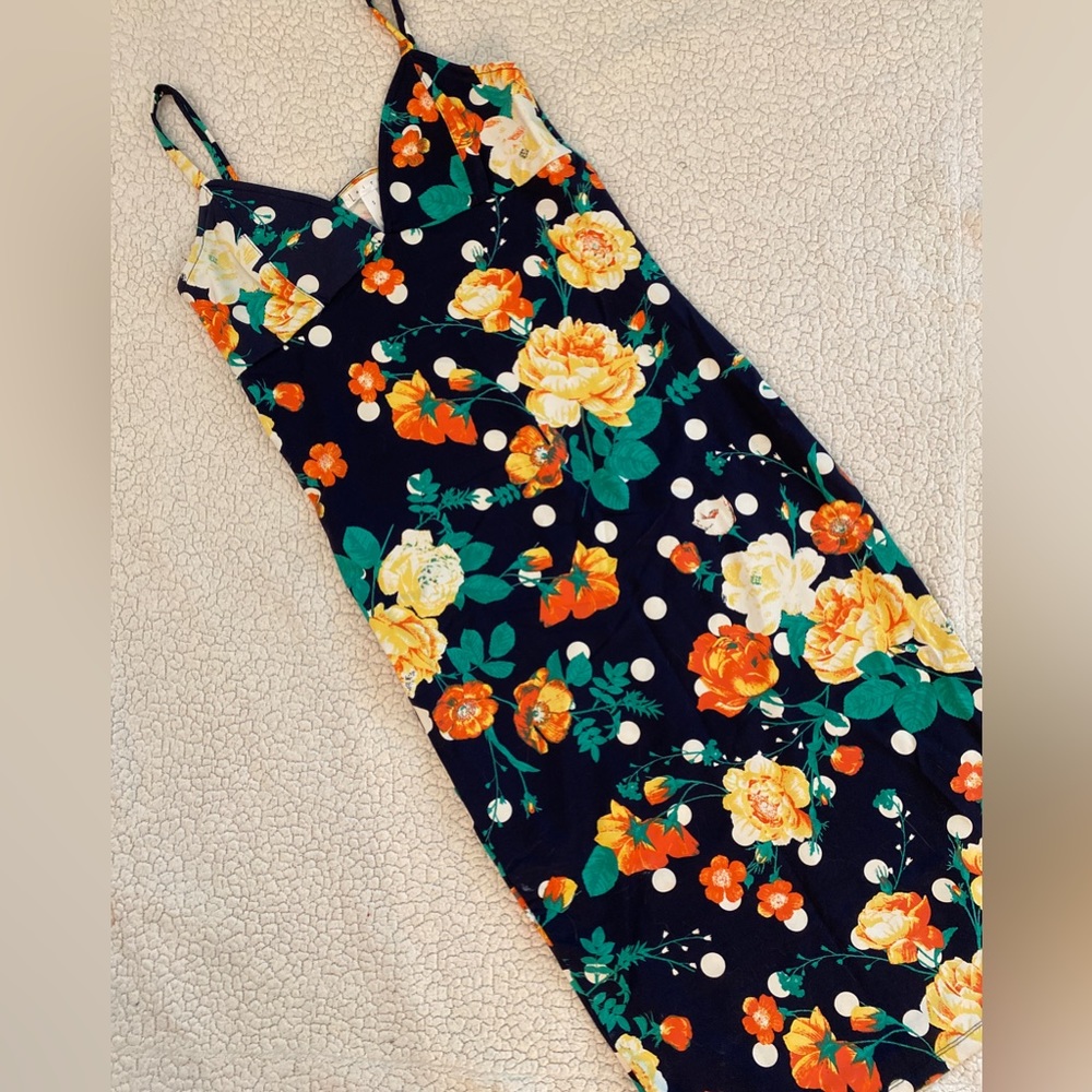 Leith Floral Polka Dot midi dress